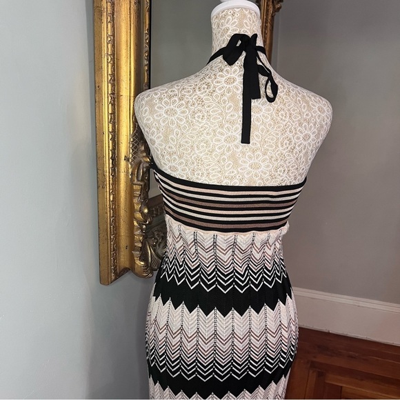TRINA TURK Vallarta Brown, Cream , Black Chevron Halter Maxi Dress Size Medium - Picture 9 of 13